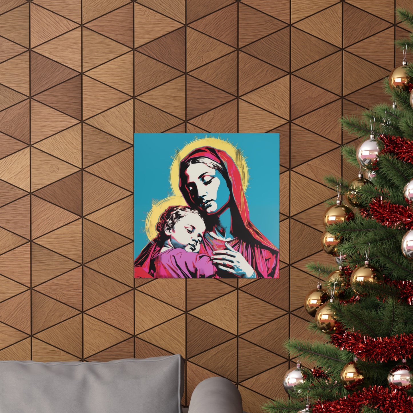 Pop Art Jesus and Mary, Mother & Son: Matte Square Poster