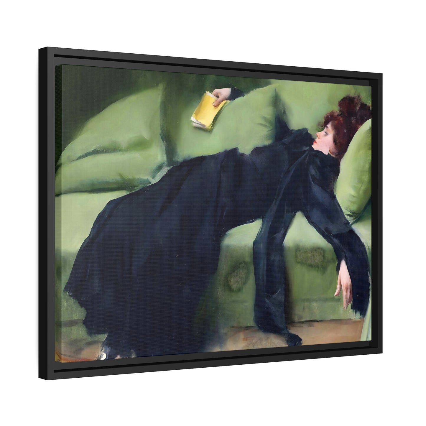 After The Ball By Ramon Casas, Decadent Young Woman Fine Art Print, Matte Canvas, Black Frame