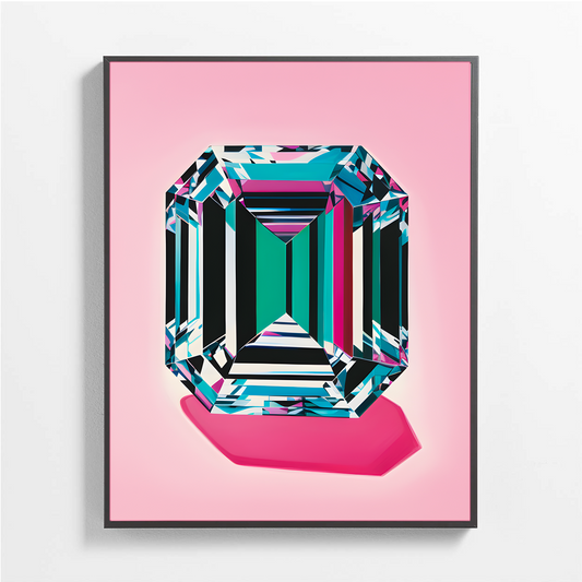 Pop Art Emerald Diamond Satin Poster Upscale Home Decor