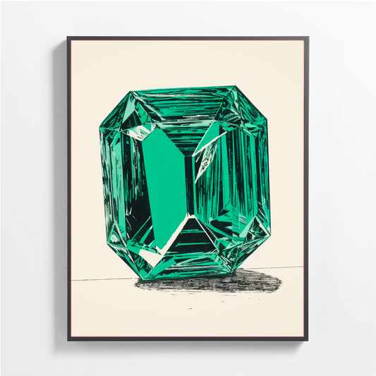 Pop Art Emerald Cut Emerald Satin Poster Upscale Home Decor