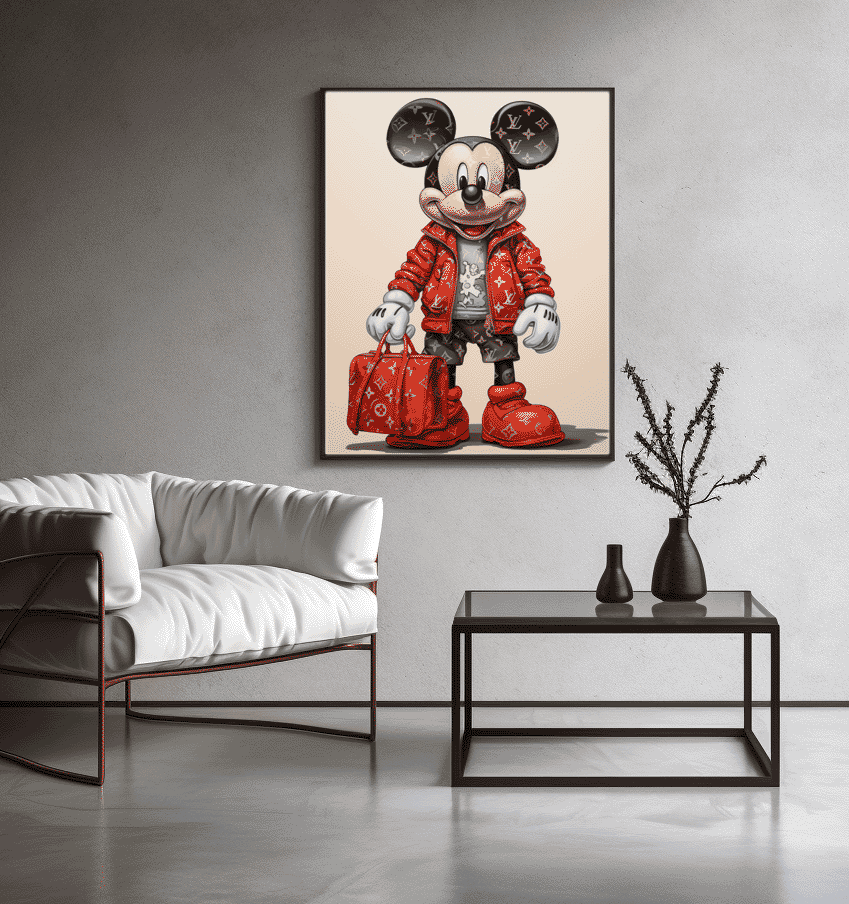 Pop Art XXL Haute Couture Mickey Artwork Print on Canvas, in Gallery Frame