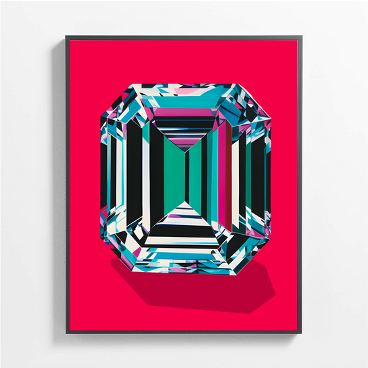 Pop Art Pink Diamond Gem Satin Poster Upscale Home Decor